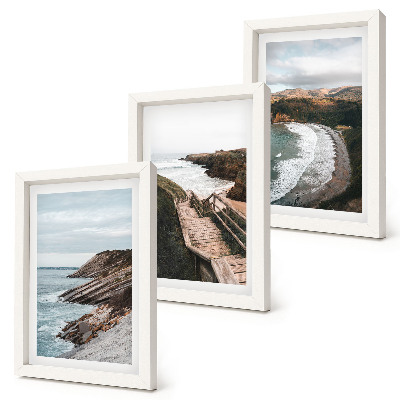 Lot de 3 tableaux Vues sur la mer avec falaises et paysages de plage