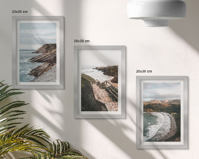 Lot de 3 tableaux Vues sur la mer avec falaises et paysages de plage