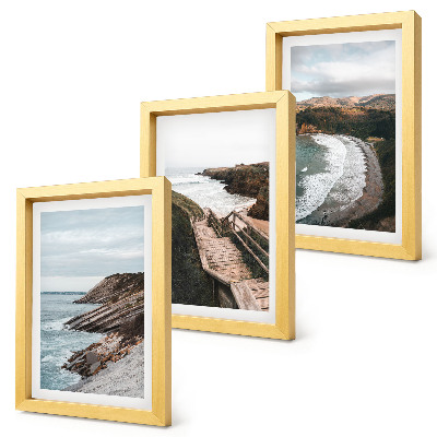 Lot de 3 tableaux Vues sur la mer avec falaises et paysages de plage