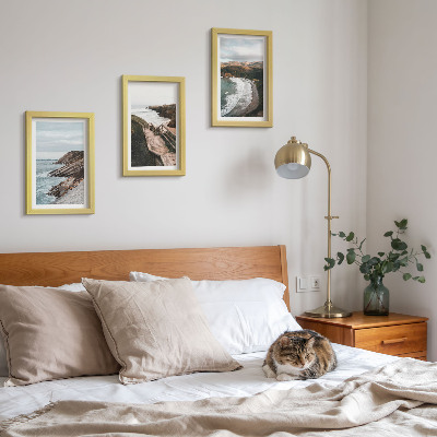Lot de 3 tableaux Vues sur la mer avec falaises et paysages de plage