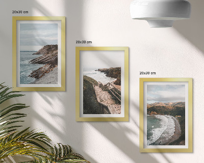Lot de 3 tableaux Vues sur la mer avec falaises et paysages de plage