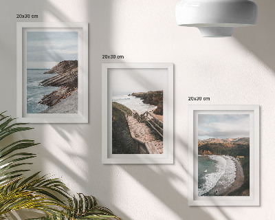 Lot de 3 tableaux Vues sur la mer avec falaises et paysages de plage