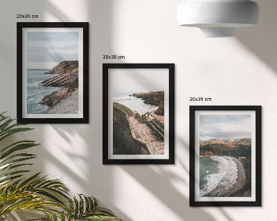 Lot de 3 tableaux Vues sur la mer avec falaises et paysages de plage