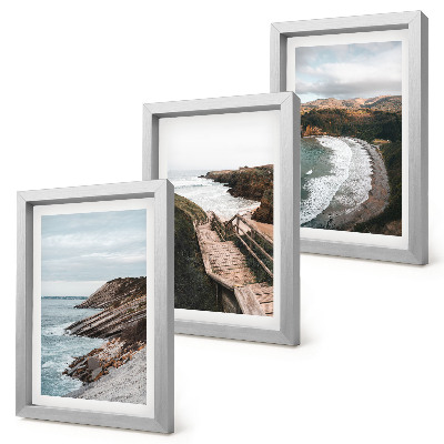 Lot de 3 tableaux Vues sur la mer avec falaises et paysages de plage