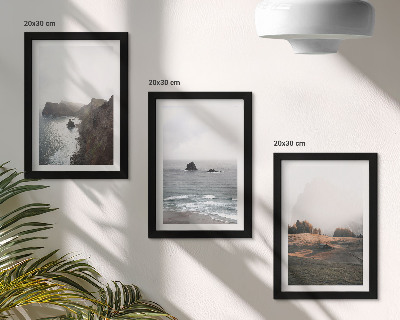 Ensemble de 3 tableaux Paysages de montagne et de mer avec des nuages ​​et des forêts