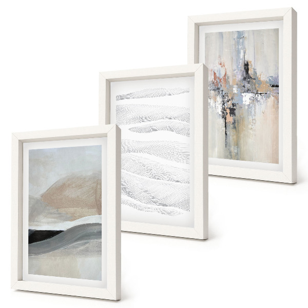 Mur de cadres Motifs abstraits dans des tons neutres et terreux