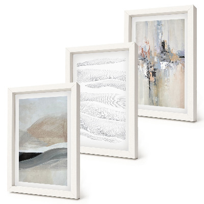 Mur de cadres Motifs abstraits dans des tons neutres et terreux