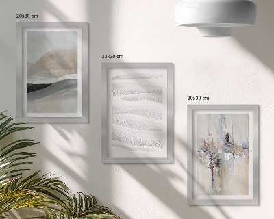 Mur de cadres Motifs abstraits dans des tons neutres et terreux
