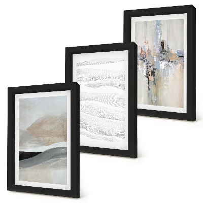 Mur de cadres Motifs abstraits dans des tons neutres et terreux