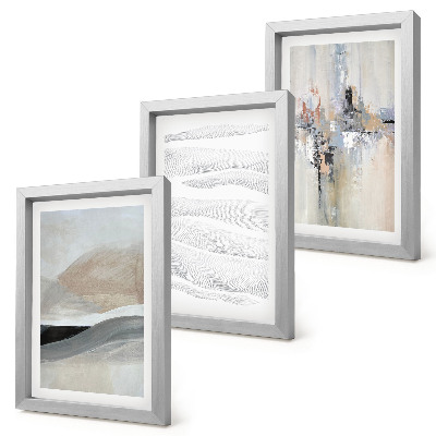 Mur de cadres Motifs abstraits dans des tons neutres et terreux