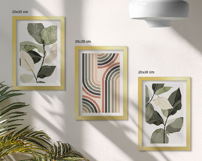 Lot de 3 tableaux Motifs végétaux aux formes géométriques dans des tons de vert