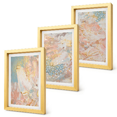 Lot de 3 tableaux Texture à motifs abstraits aux couleurs pastel