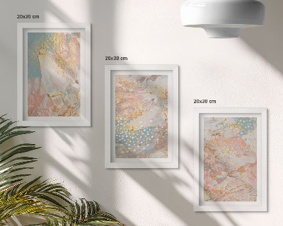 Lot de 3 tableaux Texture à motifs abstraits aux couleurs pastel
