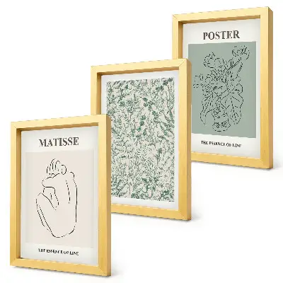 Mur de cadres avec motifs végétaux dans un style minimaliste
