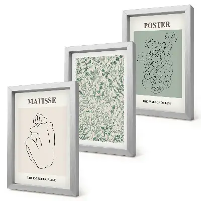 Mur de cadres avec motifs végétaux dans un style minimaliste