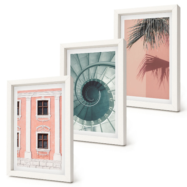 Lot de 3 tableaux Architecture aux teintes pastel et aux motifs en spirale