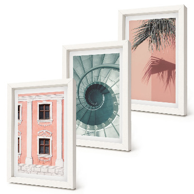 Lot de 3 tableaux Architecture aux teintes pastel et aux motifs en spirale