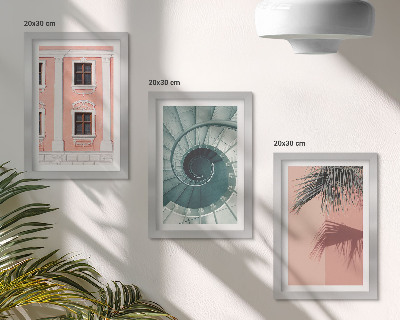 Lot de 3 tableaux Architecture aux teintes pastel et aux motifs en spirale