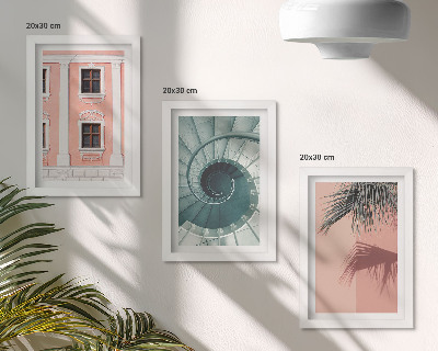 Lot de 3 tableaux Architecture aux teintes pastel et aux motifs en spirale