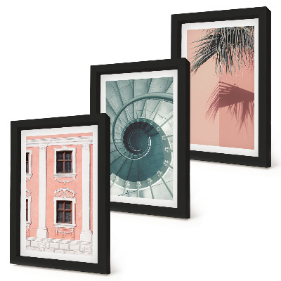 Lot de 3 tableaux Architecture aux teintes pastel et aux motifs en spirale