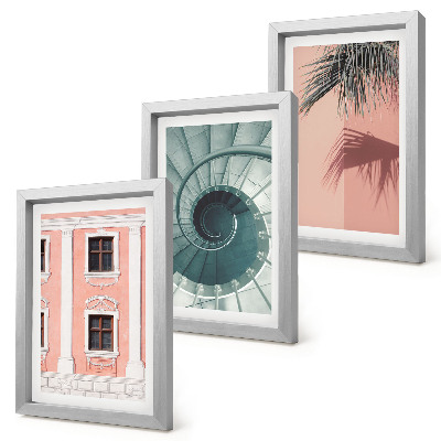 Lot de 3 tableaux Architecture aux teintes pastel et aux motifs en spirale
