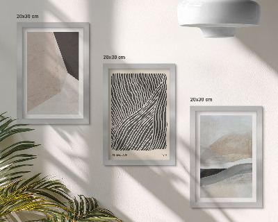 Ensemble de 3 tableaux Motifs abstraits dans des tons de beige et de gris
