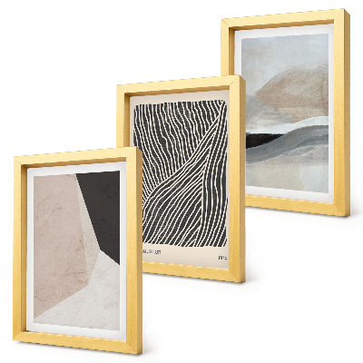 Ensemble de 3 tableaux Motifs abstraits dans des tons de beige et de gris