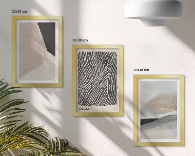 Ensemble de 3 tableaux Motifs abstraits dans des tons de beige et de gris