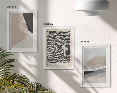 Ensemble de 3 tableaux Motifs abstraits dans des tons de beige et de gris