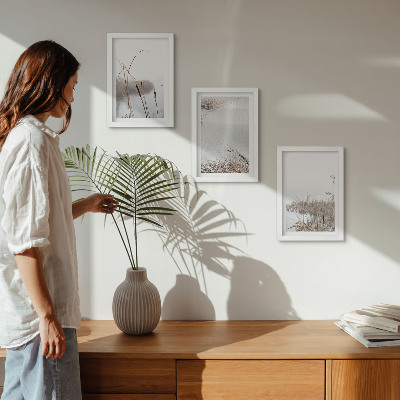Lot de 3 tableaux Végétation aquatique délicate vues estivales