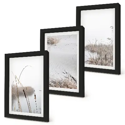 Lot de 3 tableaux représentant une végétation aquatique aux douces vues estivales