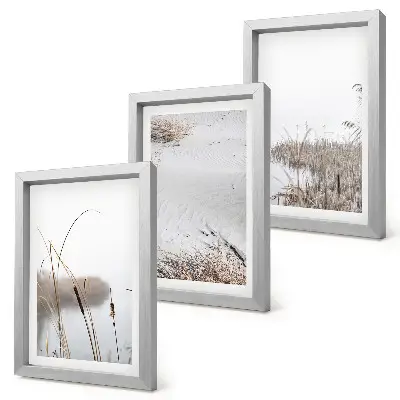 Lot de 3 tableaux représentant une végétation aquatique aux douces vues estivales