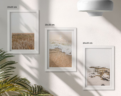 Ensemble de 3 tableaux Plage avec vagues et galets en été