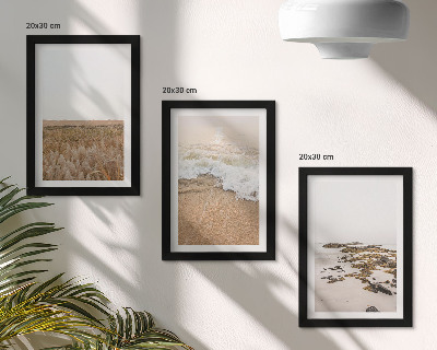 Ensemble de 3 tableaux Plage avec vagues et galets en été