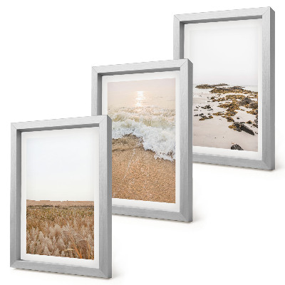 Ensemble de 3 tableaux Plage avec vagues et galets en été