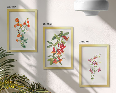 Lot de 3 tableaux Peinture florale rétro vintage