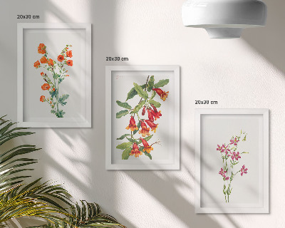 Lot de 3 tableaux Peinture florale rétro vintage