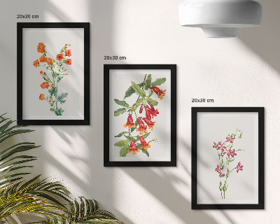 Lot de 3 tableaux Peinture florale rétro vintage