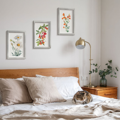 Ensemble de 3 tableaux Compositions florales peinture rétro vintage