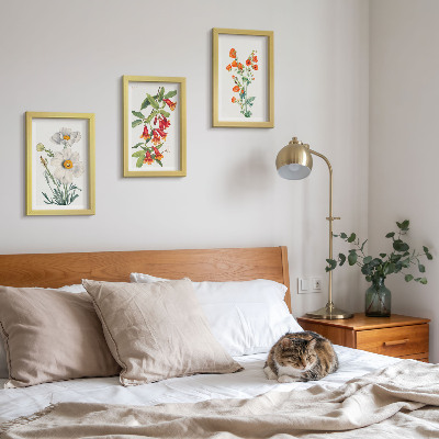 Ensemble de 3 tableaux Compositions florales peinture rétro vintage