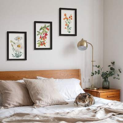Ensemble de 3 tableaux Compositions florales peinture rétro vintage