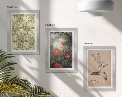 Lot de 3 tableaux Fleurs et oiseaux dans leur environnement naturel