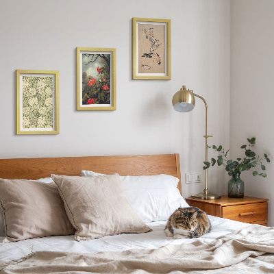 Lot de 3 tableaux Fleurs et oiseaux dans leur environnement naturel