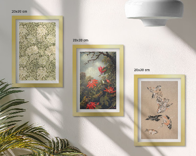 Lot de 3 tableaux Fleurs et oiseaux dans leur environnement naturel