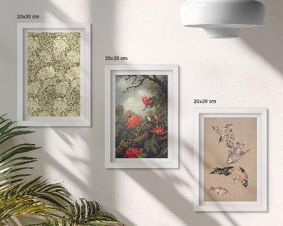 Lot de 3 tableaux Fleurs et oiseaux dans leur environnement naturel