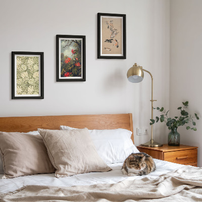 Lot de 3 tableaux Fleurs et oiseaux dans leur environnement naturel
