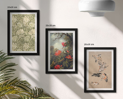 Lot de 3 tableaux Fleurs et oiseaux dans leur environnement naturel