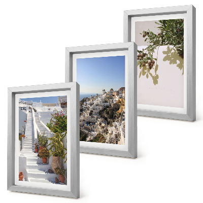 Ensemble de 3 tableaux Escaliers blancs à Santorin avec vue sur la ville