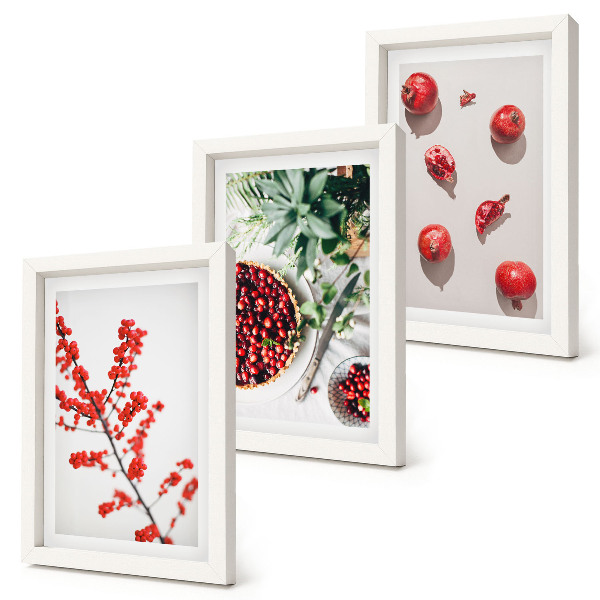 Mur de cadres Fruits et plantes rouges dans un style minimaliste