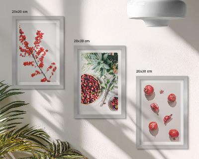 Mur de cadres Fruits et plantes rouges dans un style minimaliste